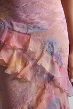Elcevi | Sheer Ruffled Tiered Maxi Slip Dress For Women