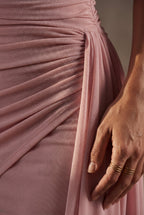Elcevi | Strapless Ruched Mini Cocktail Dress with Draped Sash For Women