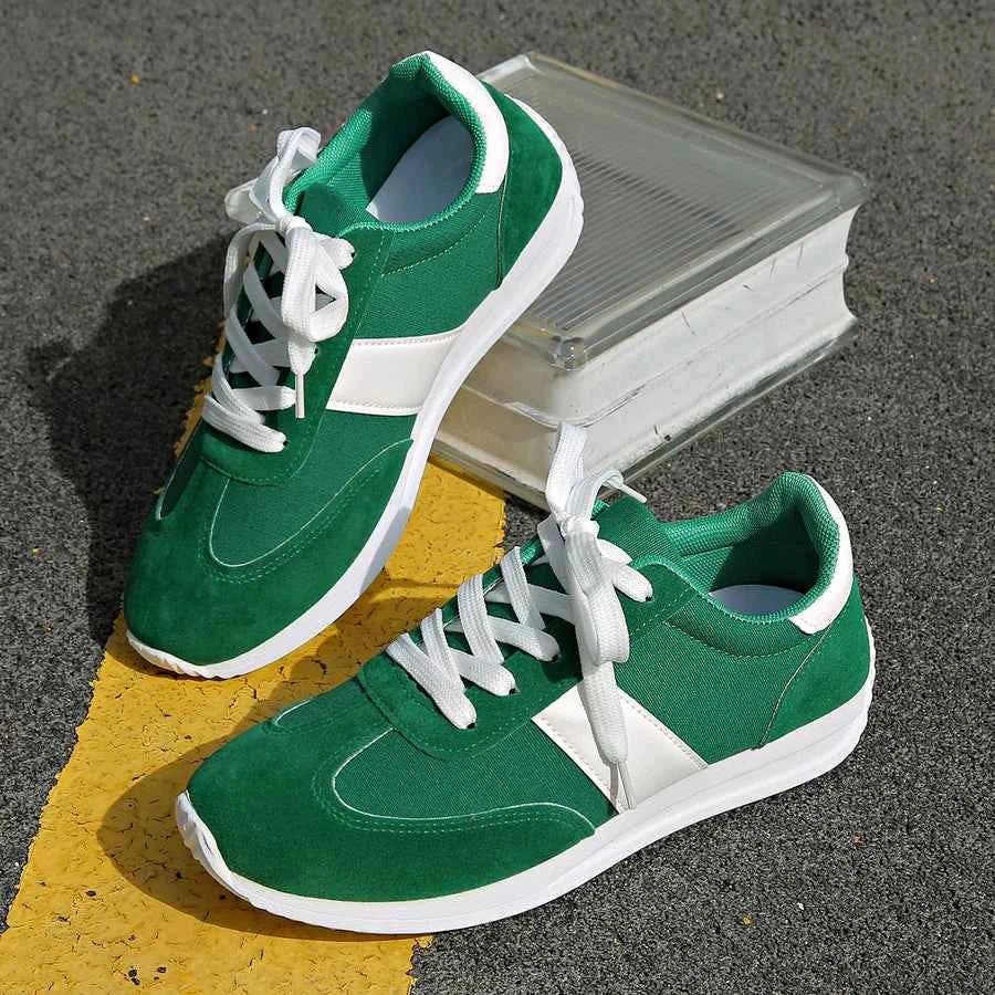 Lia | Women's Retro-Inspired Lace-Up Sneakers with White Sole