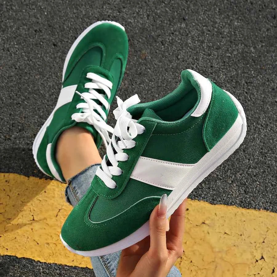 Lia | Women's Retro-Inspired Lace-Up Sneakers with White Sole