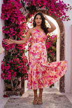 Alyssa | Asymmetrical One-shoulder Floral Print Midi Dress For Women