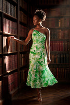 Alyssa | Asymmetrical One-shoulder Floral Print Midi Dress For Women