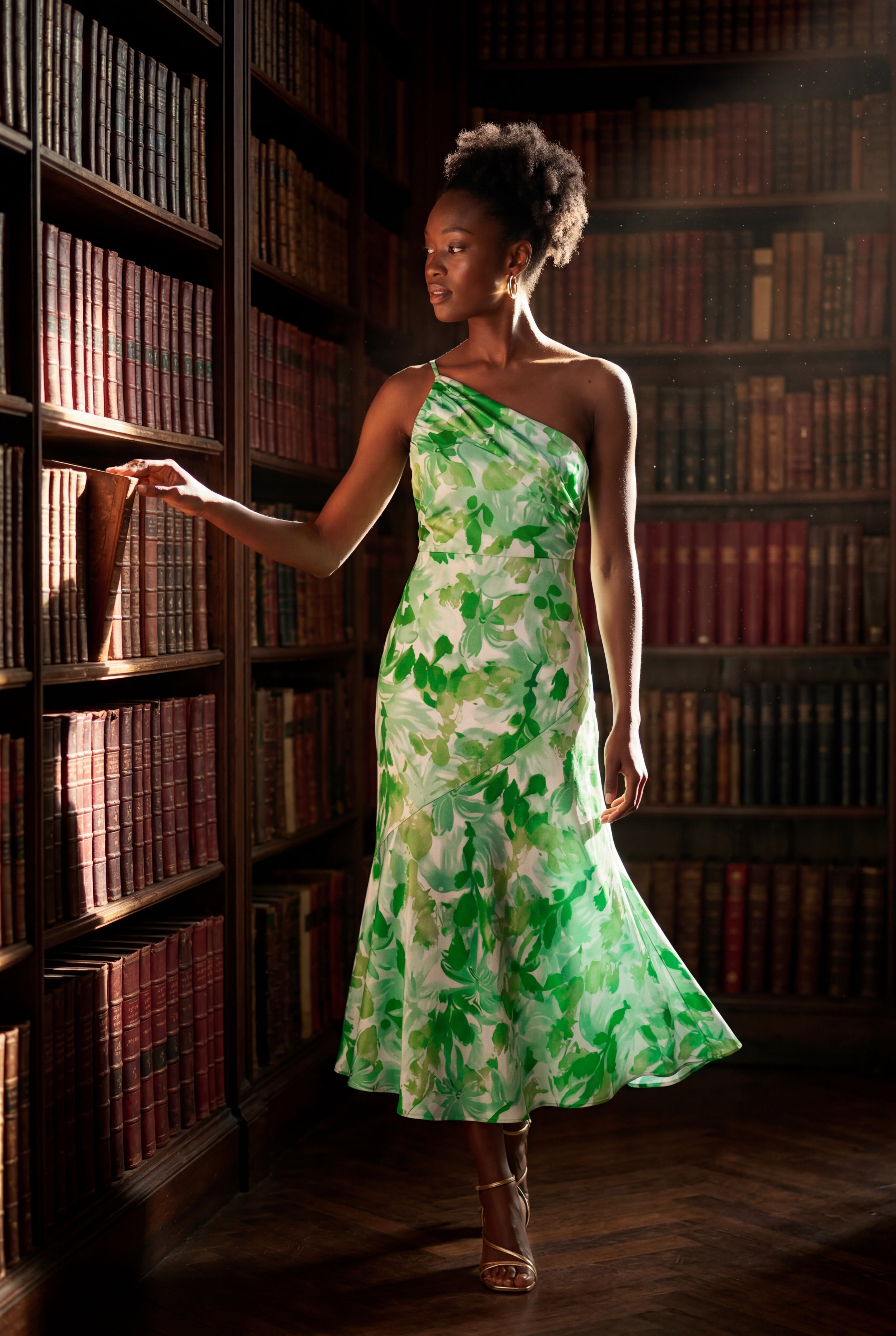 Alyssa | Asymmetrical One-shoulder Floral Print Midi Dress For Women