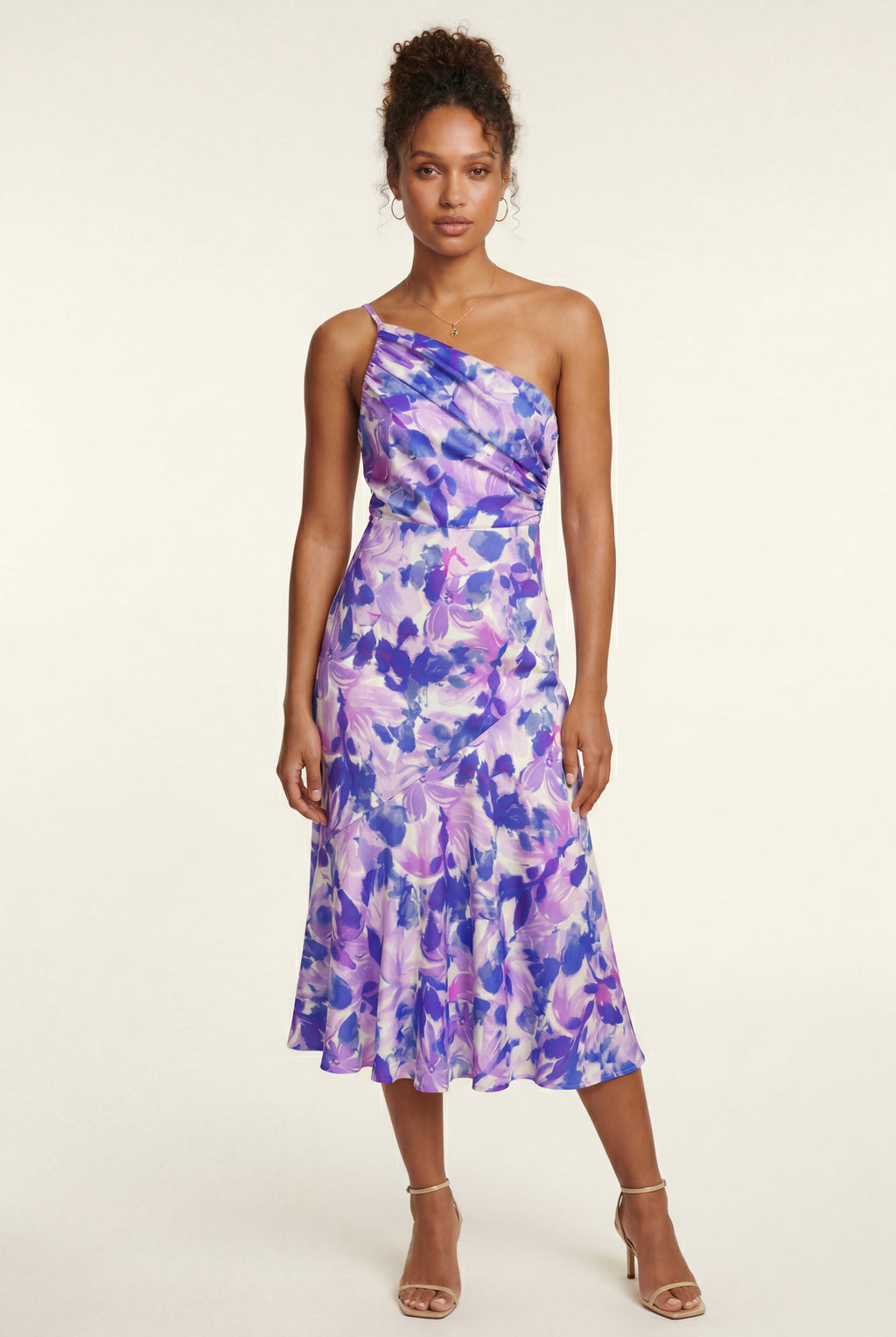 Alyssa | Asymmetrical One-shoulder Floral Print Midi Dress For Women