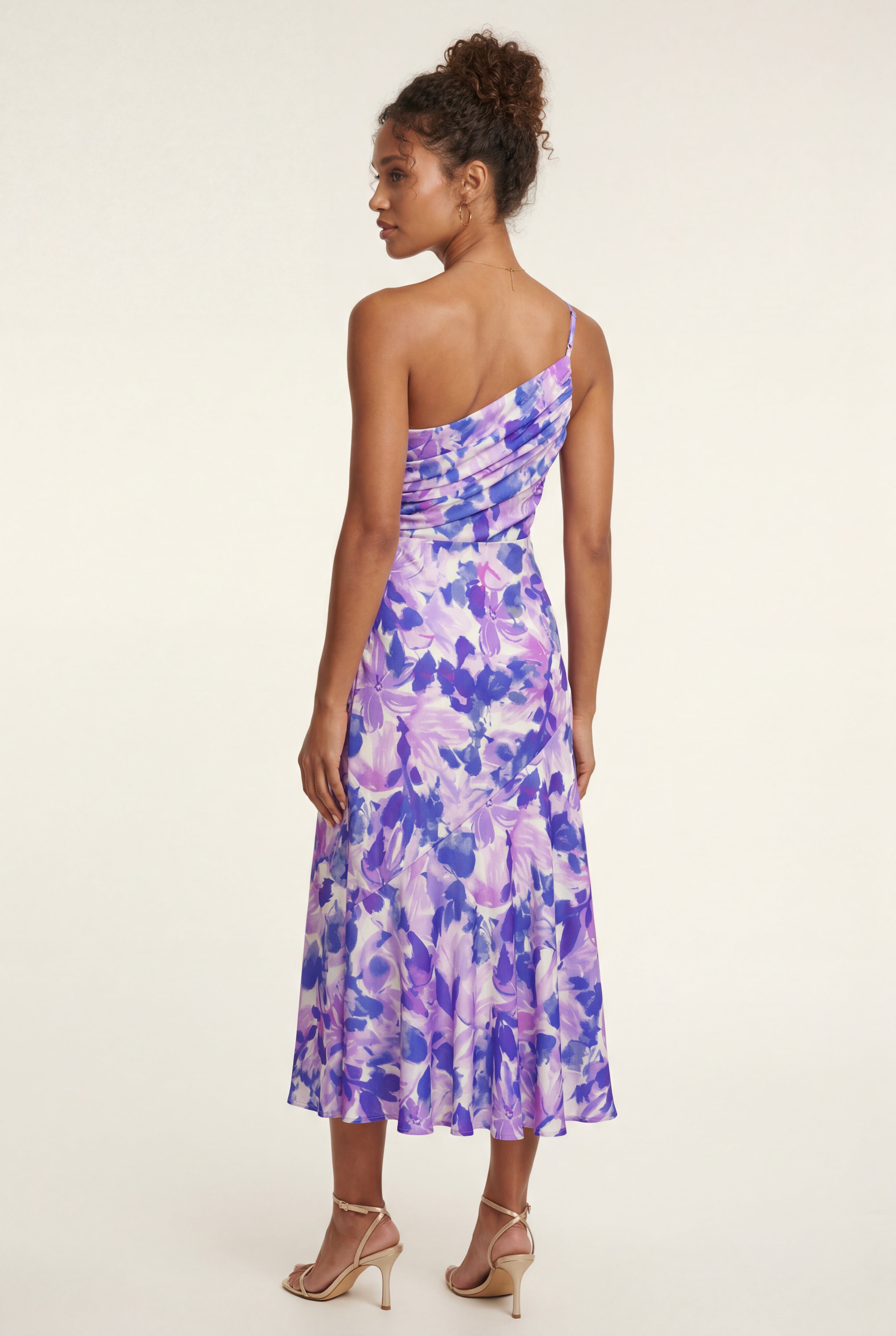 Alyssa | Asymmetrical One-shoulder Floral Print Midi Dress For Women