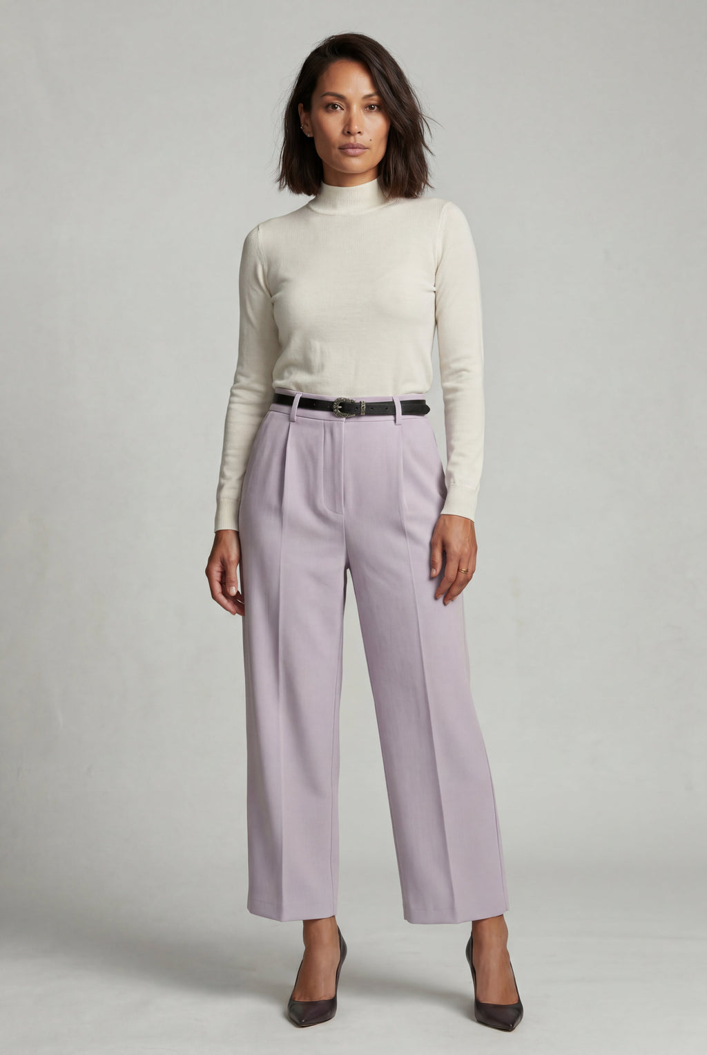 Lia | High-waisted Wide-leg Tailored Trousers with Belt