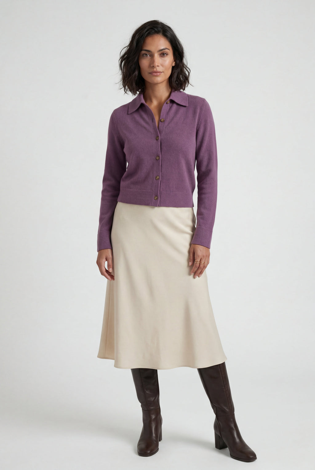 Women's Classic Collared Button-Down Cardigan Sweater | Senna