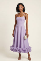 Elcevi | Ruffled Hem Fit and Flare Midi Dress For Women
