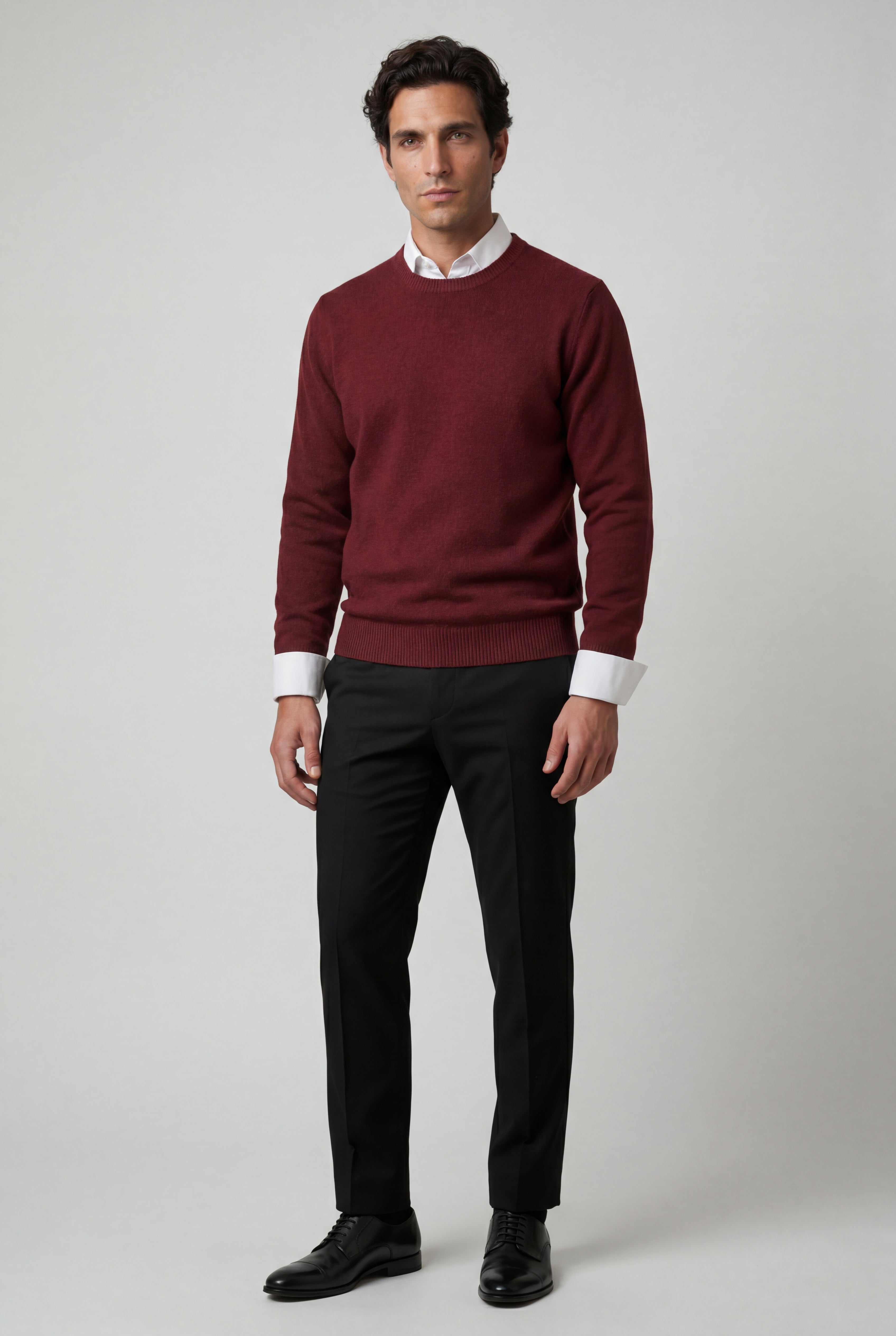 Classic Crew Neck Pullover Sweater with Ribbed Trim |  James