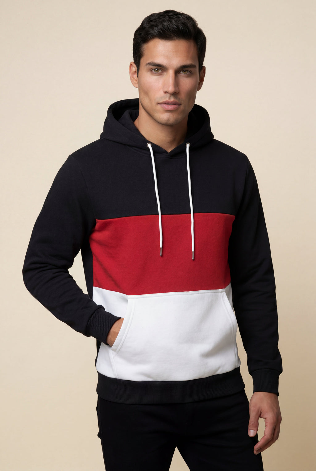 Liam | Color Block Pullover Hoodie with Kangaroo Pocket