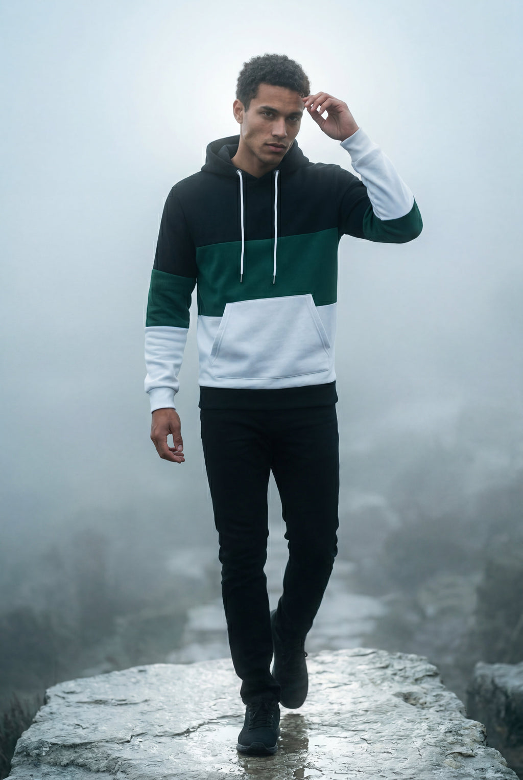 Liam | Color Block Pullover Hoodie with Kangaroo Pocket