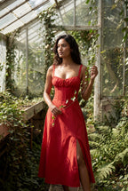 Alessia | Corset Bodice A-line Midi Dress with Sweetheart Neckline For Women
