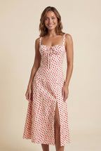 Elcevi | Floral Ruched Bust A-line Sundress with Front Slit For Women