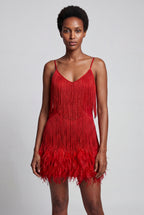 Alessia | Fringe Feather-trim Mini Cocktail Dress For Women