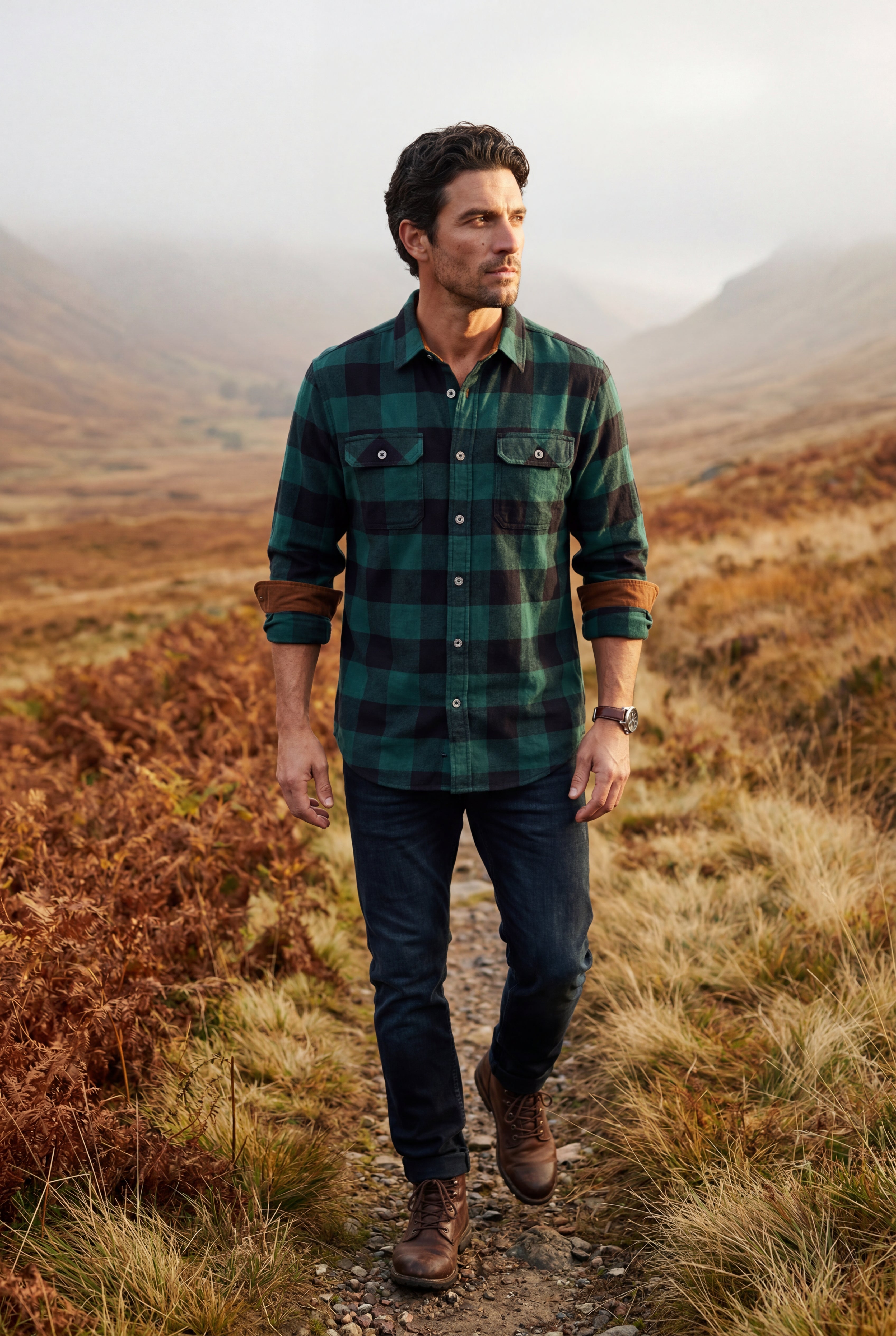 Kian | Large Check Plaid Long Sleeve Button Down Shirt