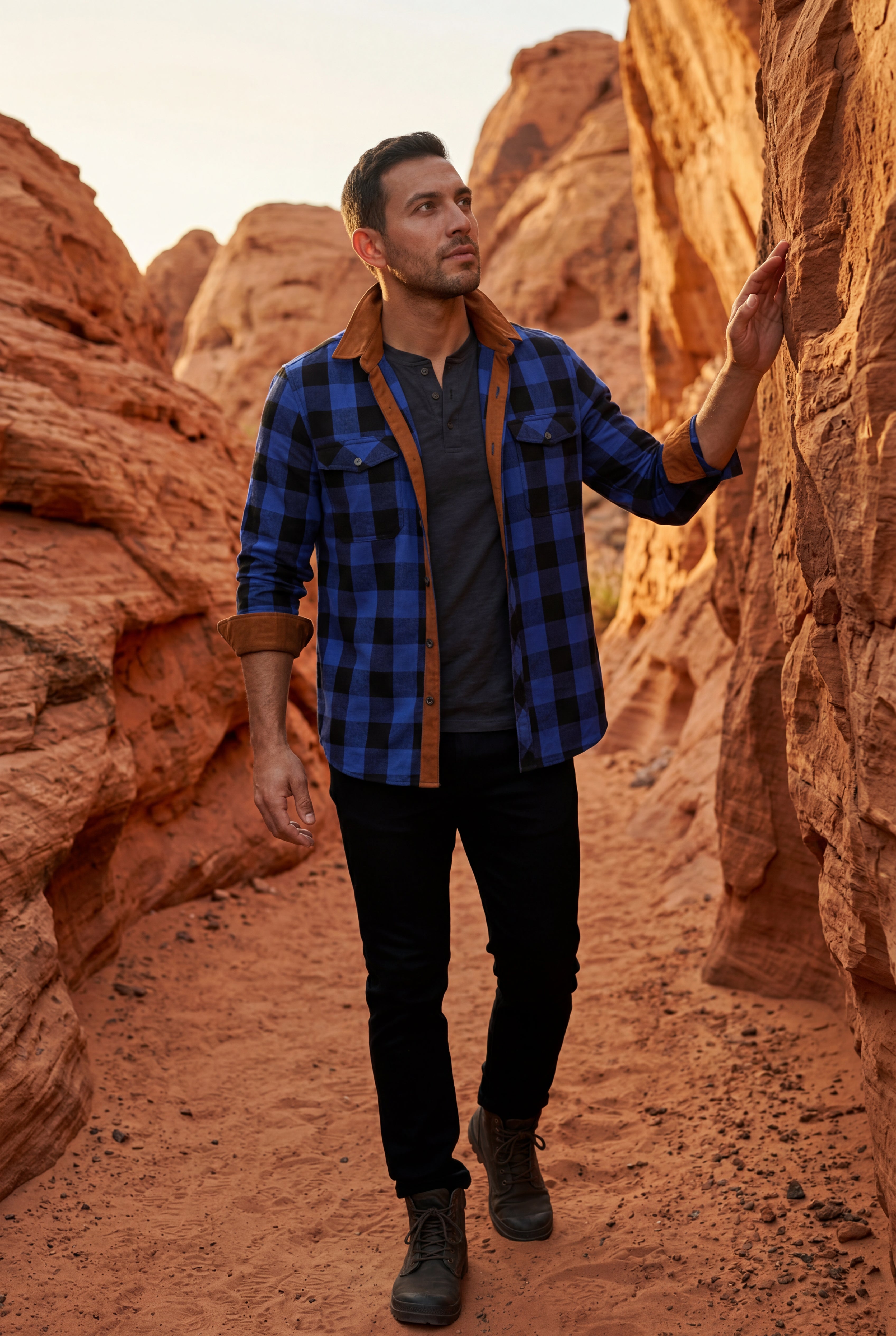 Kian | Large Check Plaid Long Sleeve Button Down Shirt