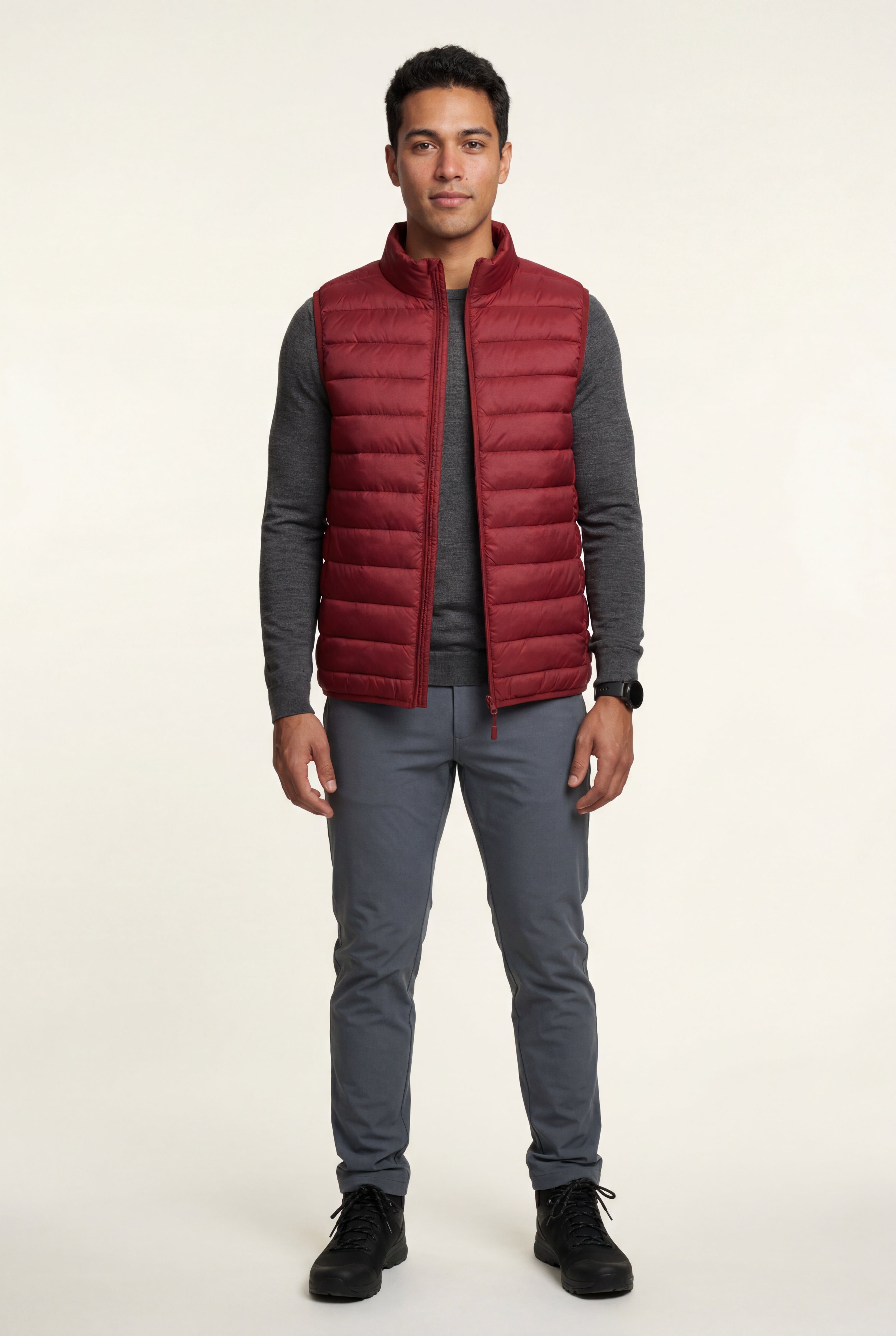 Lightweight High Collar Padded Vest with Slim Silhouette | Liam