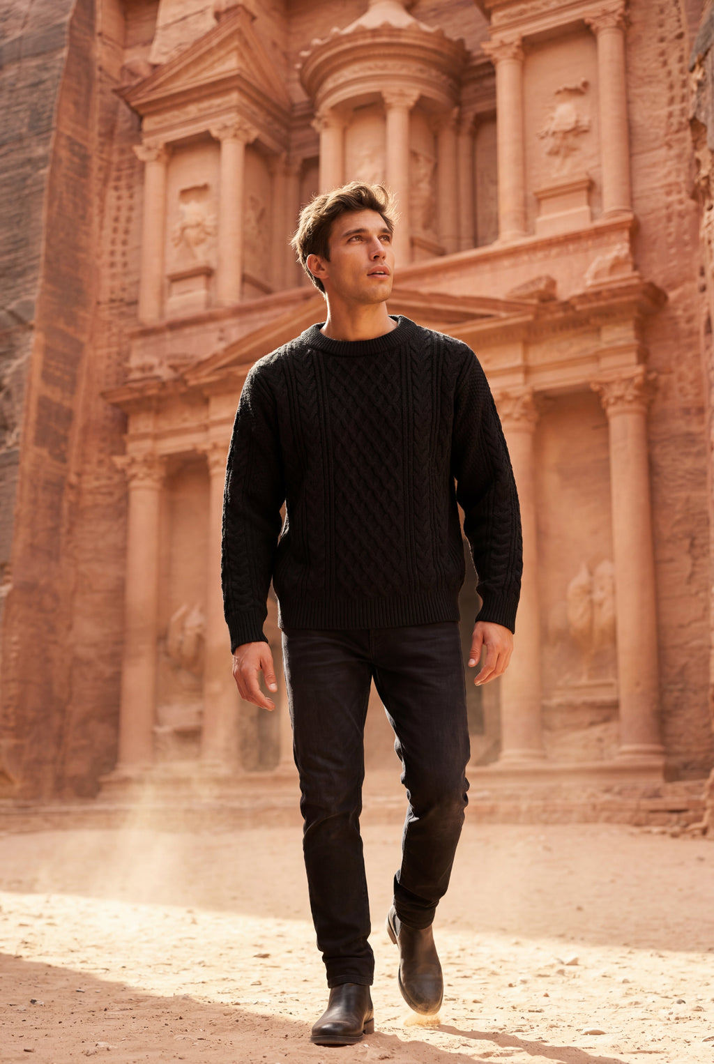 Men's Cable Crew Neck Classic Fit Sweater | James