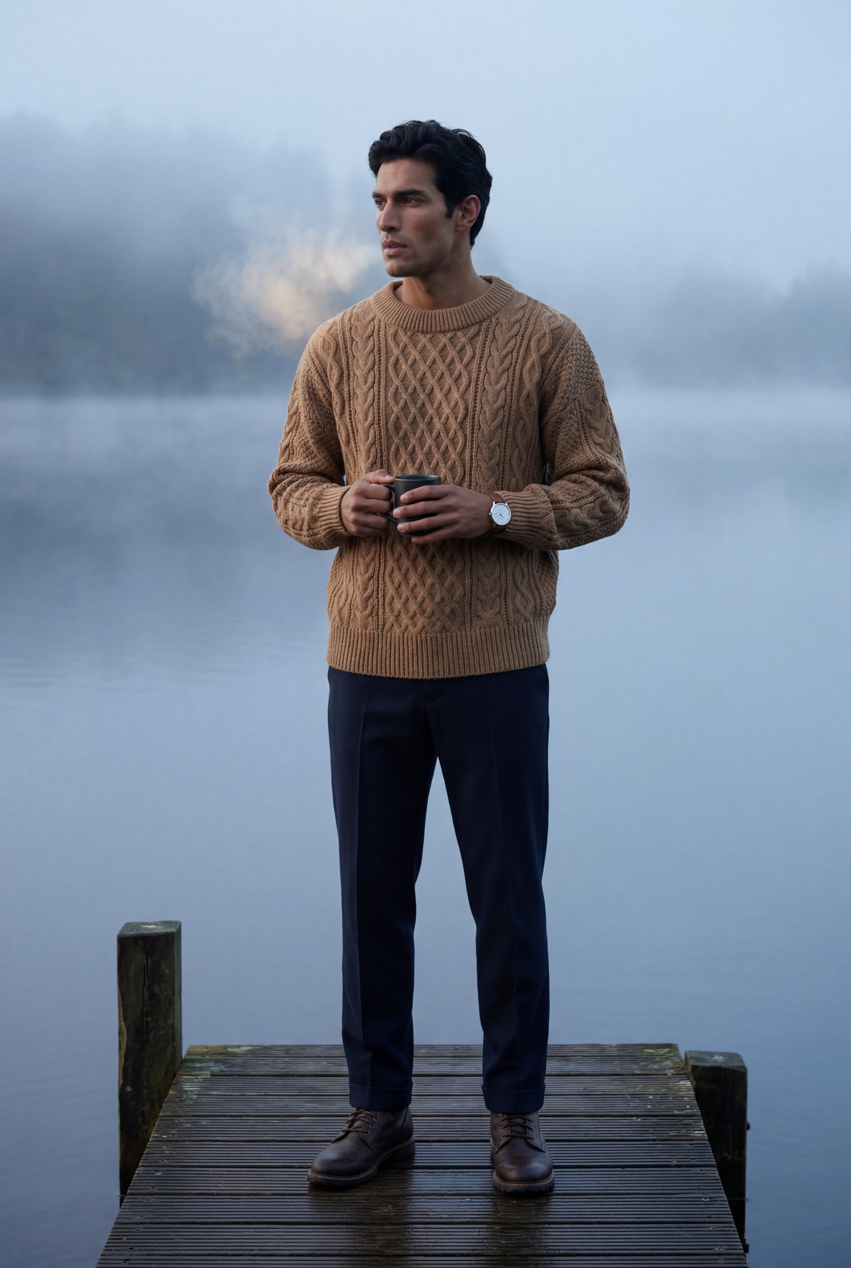 Men's Cable Crew Neck Classic Fit Sweater | James