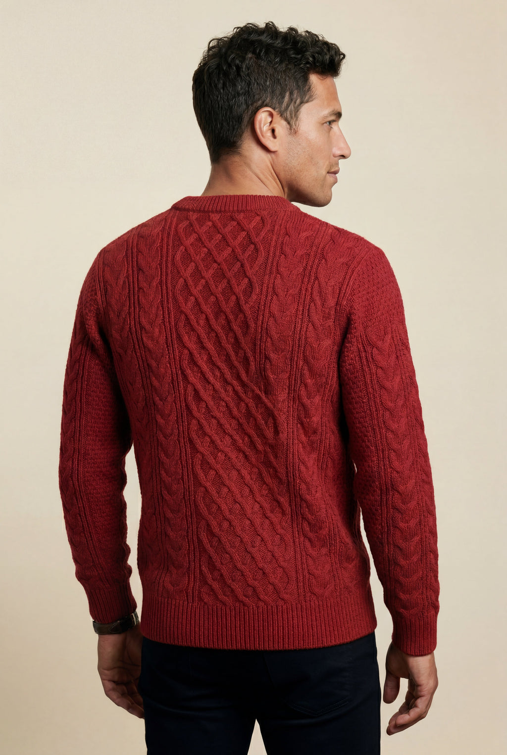 Men's Cable Crew Neck Classic Fit Sweater | James