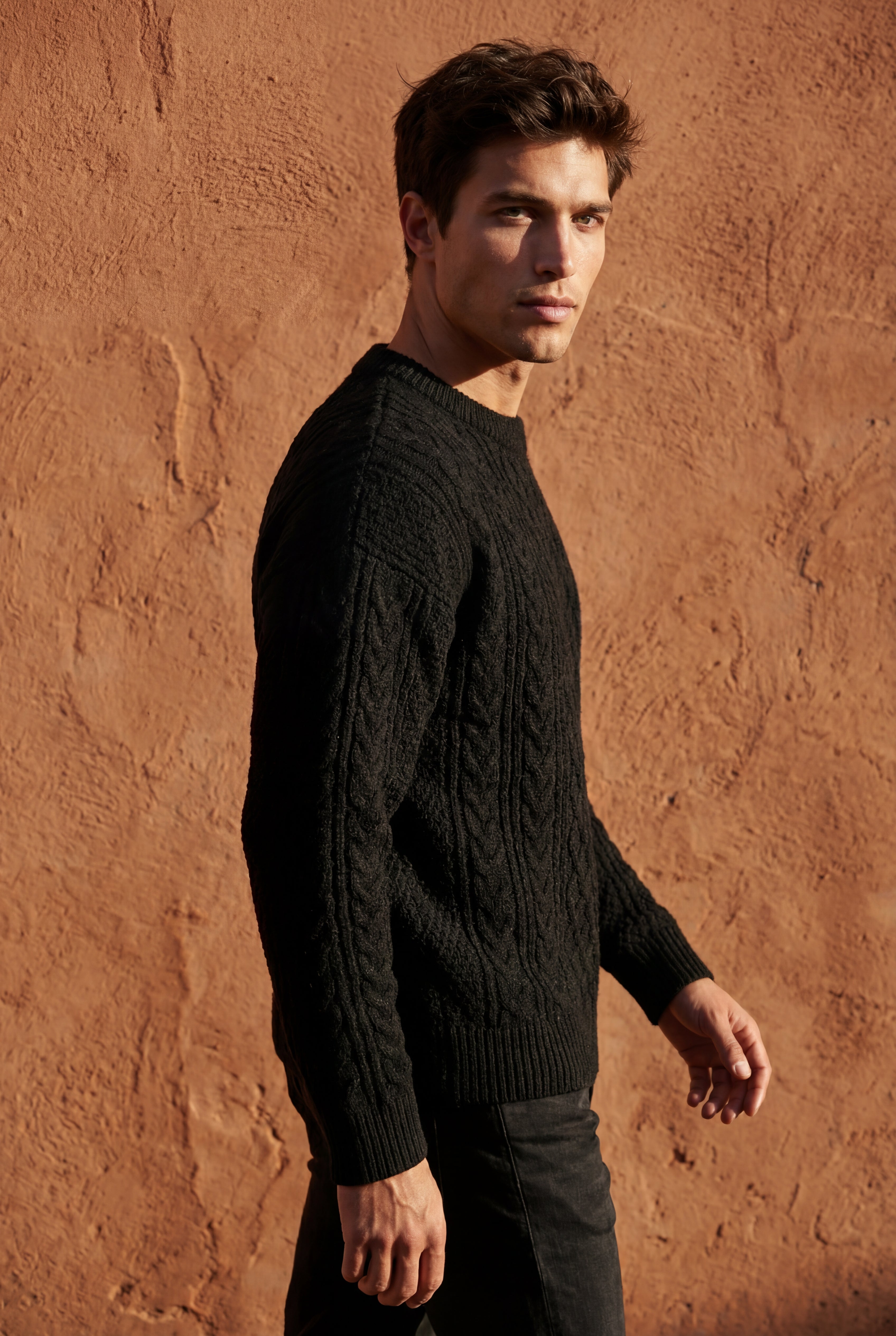 Men's Cable Crew Neck Classic Fit Sweater | James