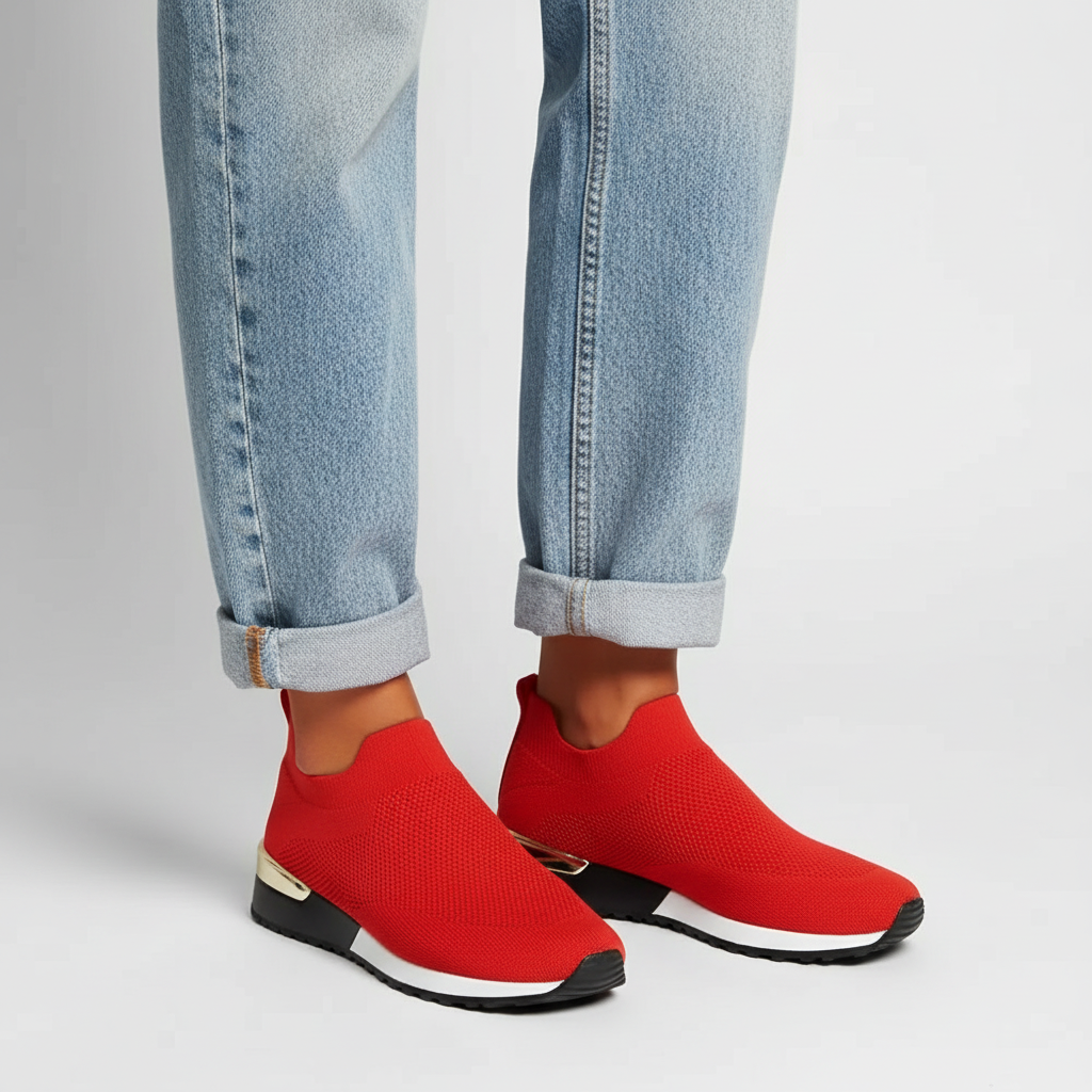 Lia | Metallic Heel Slip-on Wedge Sneakers