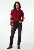Lia | Oversized Cable Hoodie with Checked Sleeves