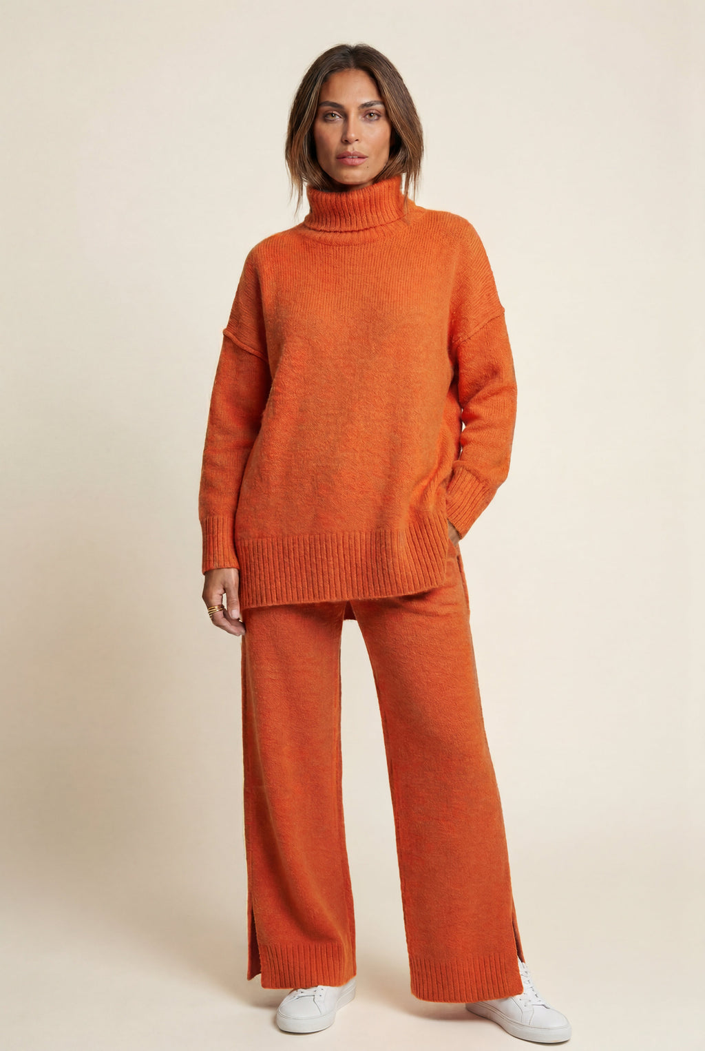 Lisa | Oversized Turtleneck Relaxed Lounge Set with Wide-leg Pants