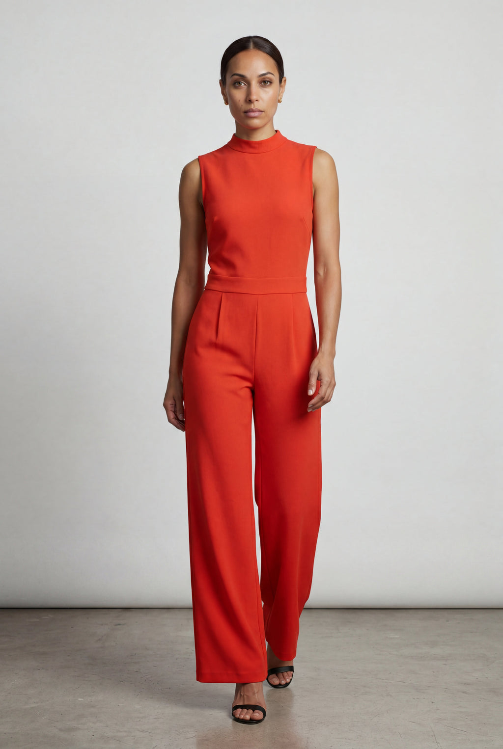 Elcevi | Sleeveless Mock Neck Wide Leg Jumpsuit For Women