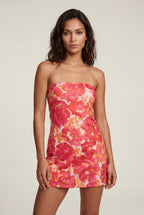 Alyssa | Strapless Floral Print Bodycon Mini Dress For Women
