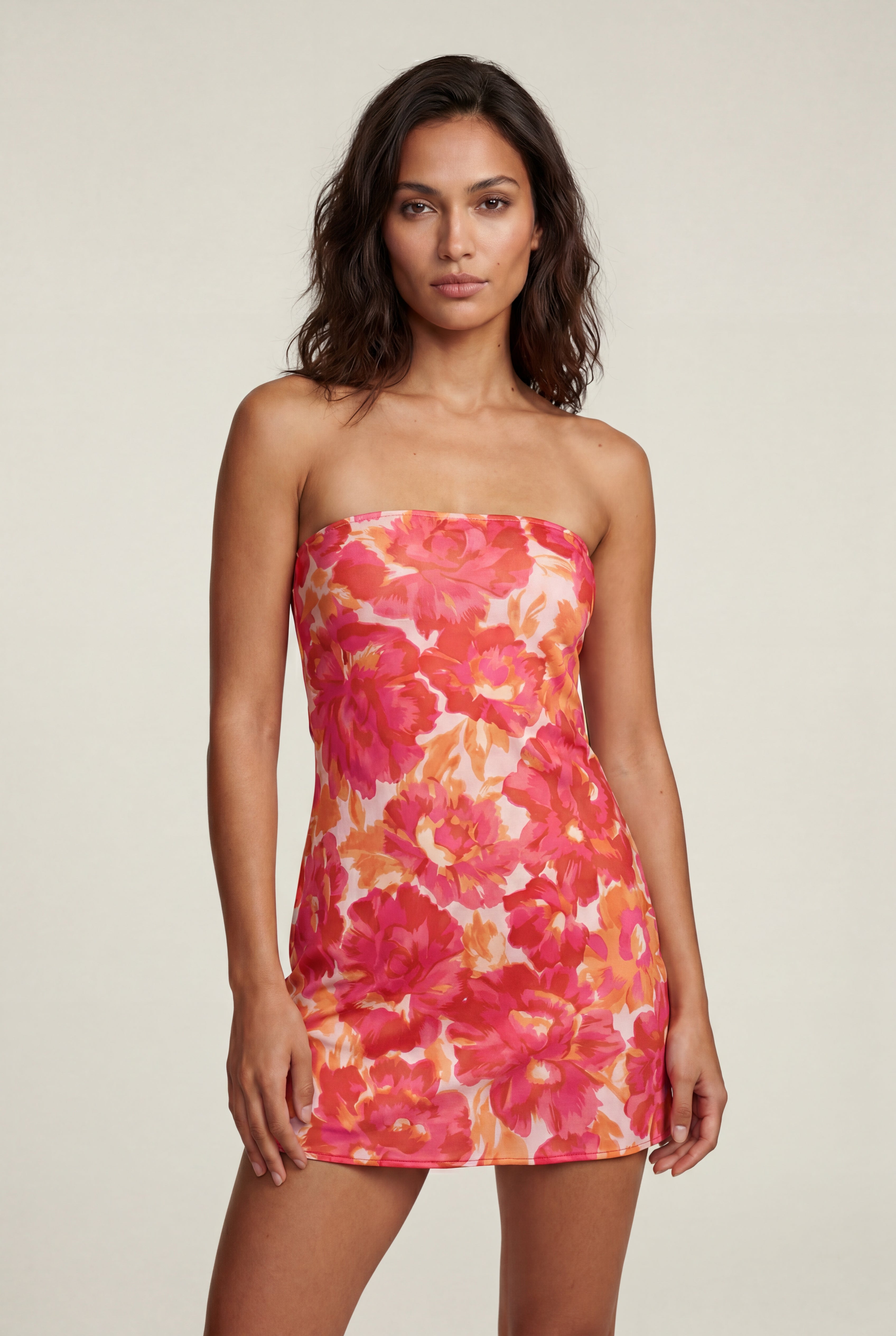 Alyssa | Strapless Floral Print Bodycon Mini Dress For Women