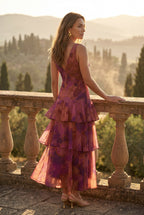 Elcevi | Tiered Floral Maxi Dress with Deep V-neckline For Women