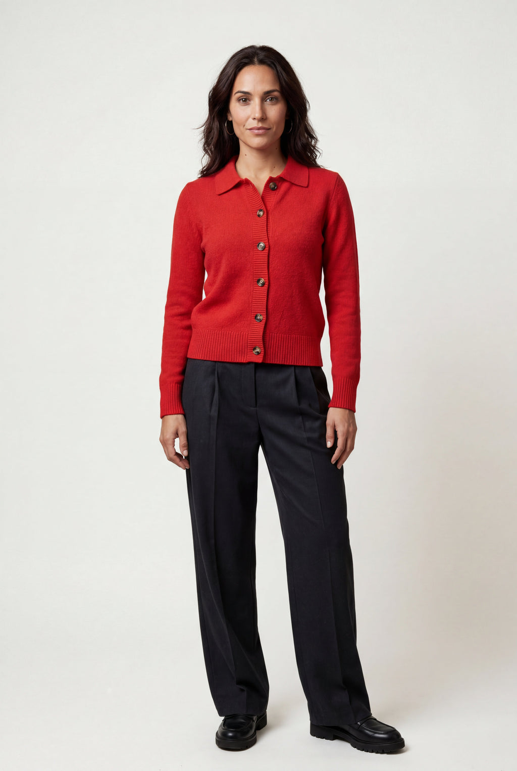 Women's Classic Collared Button-Down Cardigan Sweater | Senna