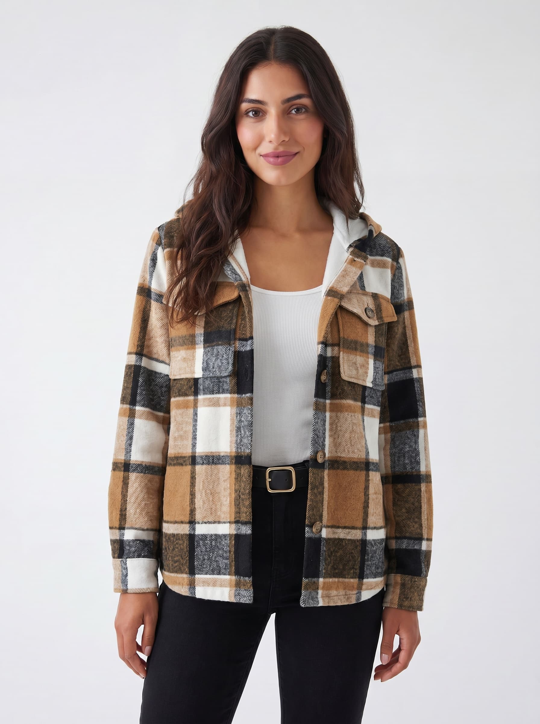 Lucy | Women’s Plaid Hooded Fleece Jacket