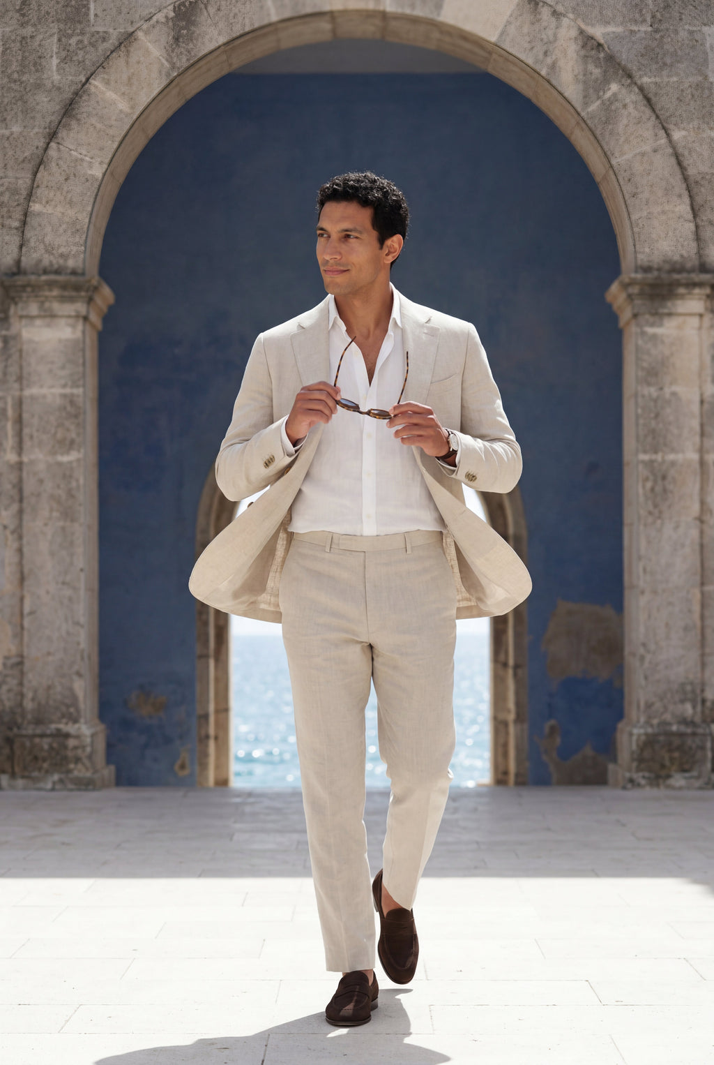 Liam | Notch Lapel Tailored Two Piece Suit with Slim Cropped Trousers