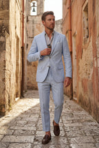 Liam | Notch Lapel Tailored Two Piece Suit with Slim Cropped Trousers
