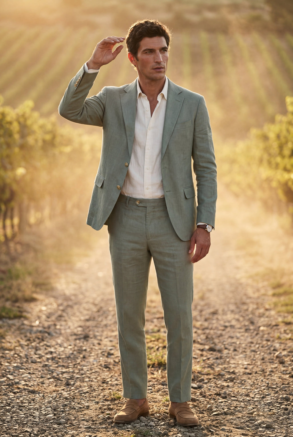 Liam | Notch Lapel Tailored Two Piece Suit with Slim Cropped Trousers
