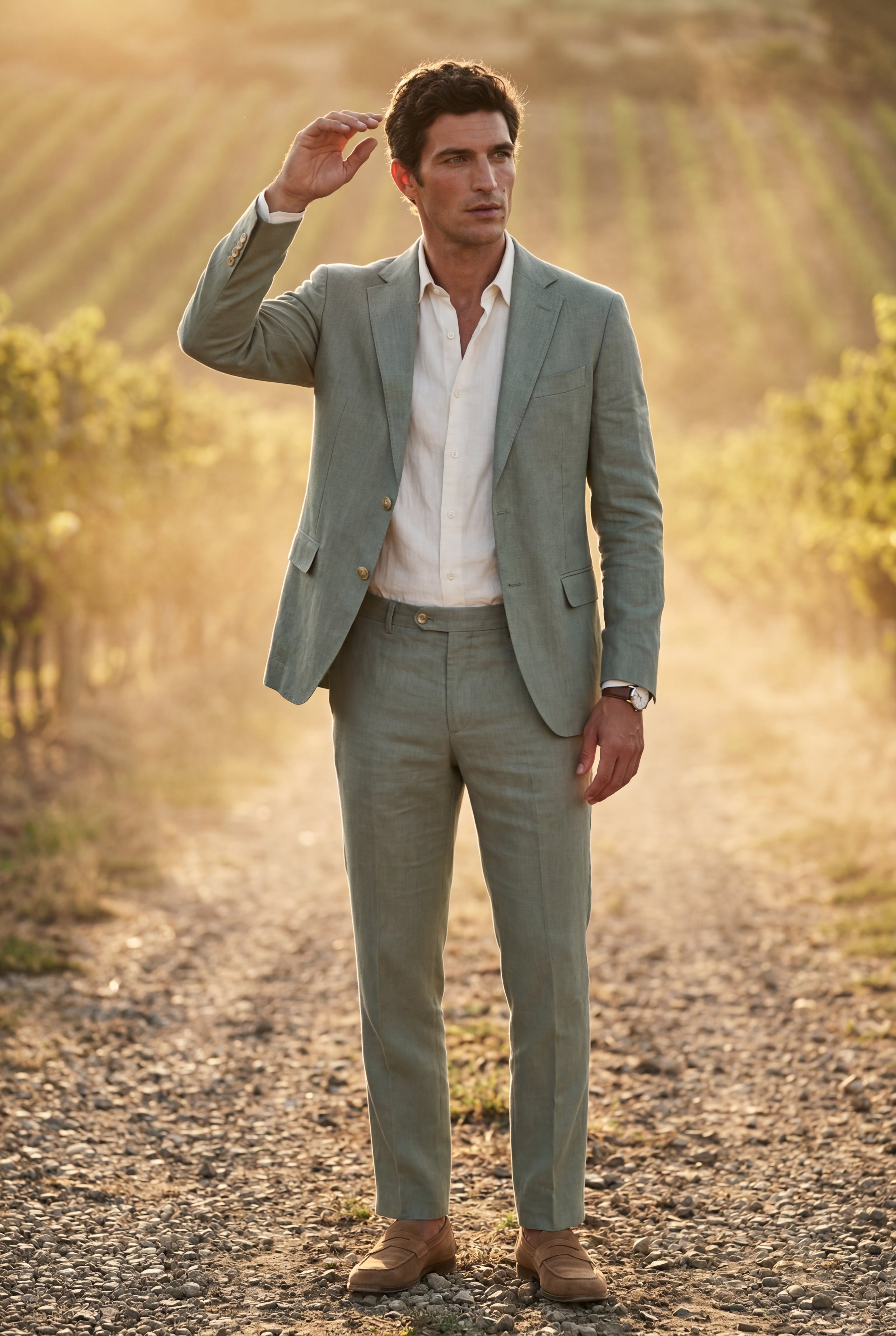 Liam | Notch Lapel Tailored Two Piece Suit with Slim Cropped Trousers