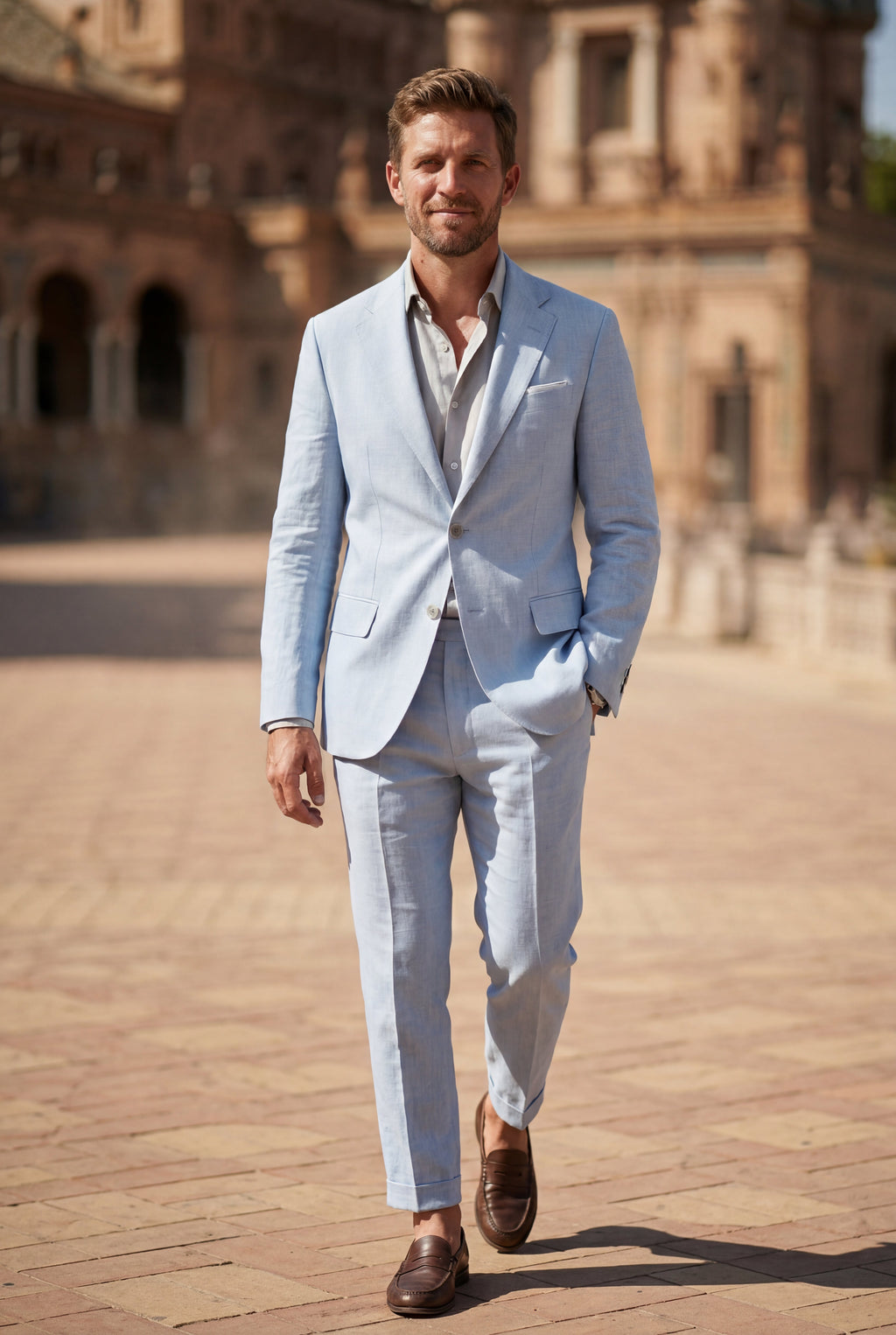 Liam | Notch Lapel Tailored Two Piece Suit with Slim Cropped Trousers