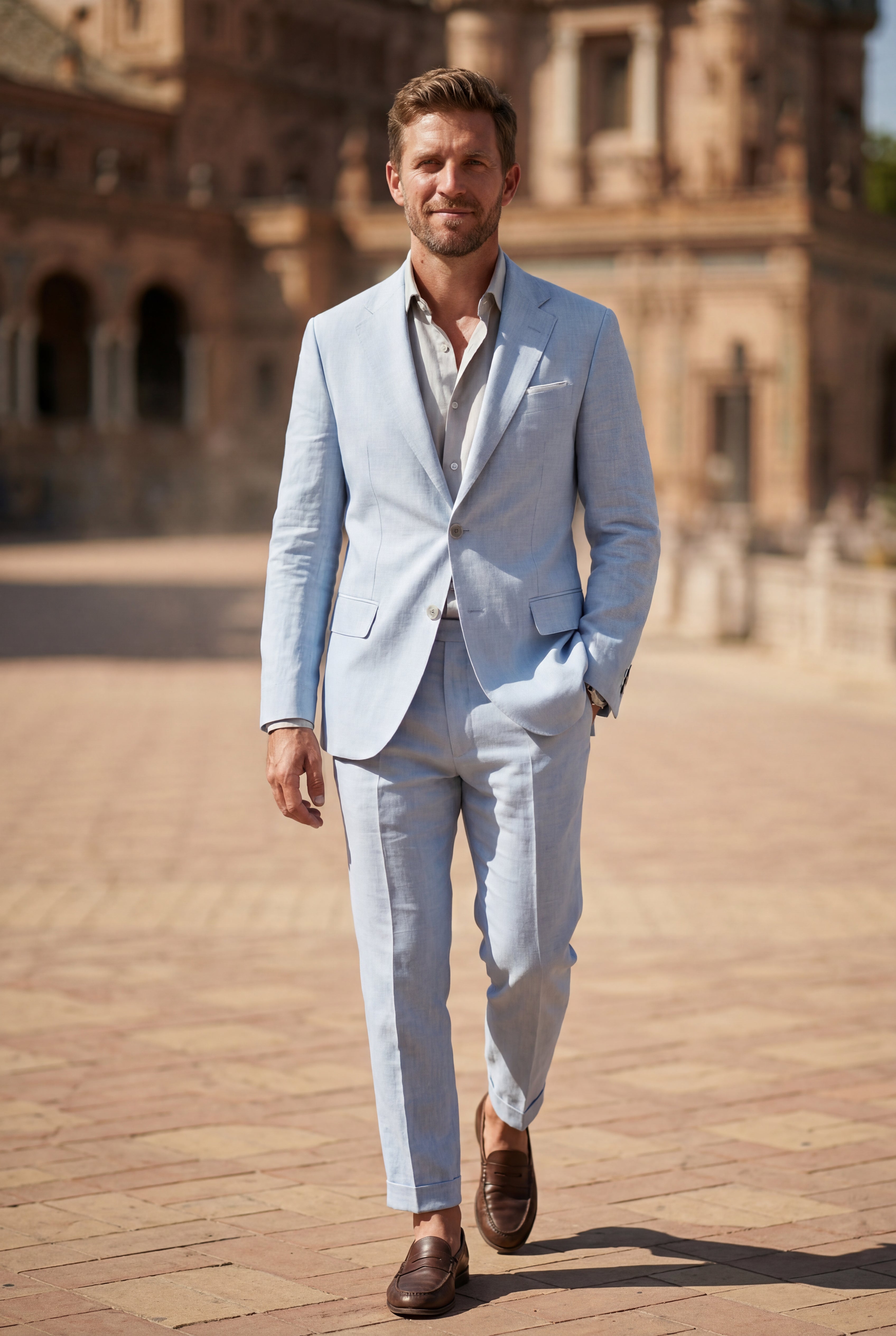 Liam | Notch Lapel Tailored Two Piece Suit with Slim Cropped Trousers