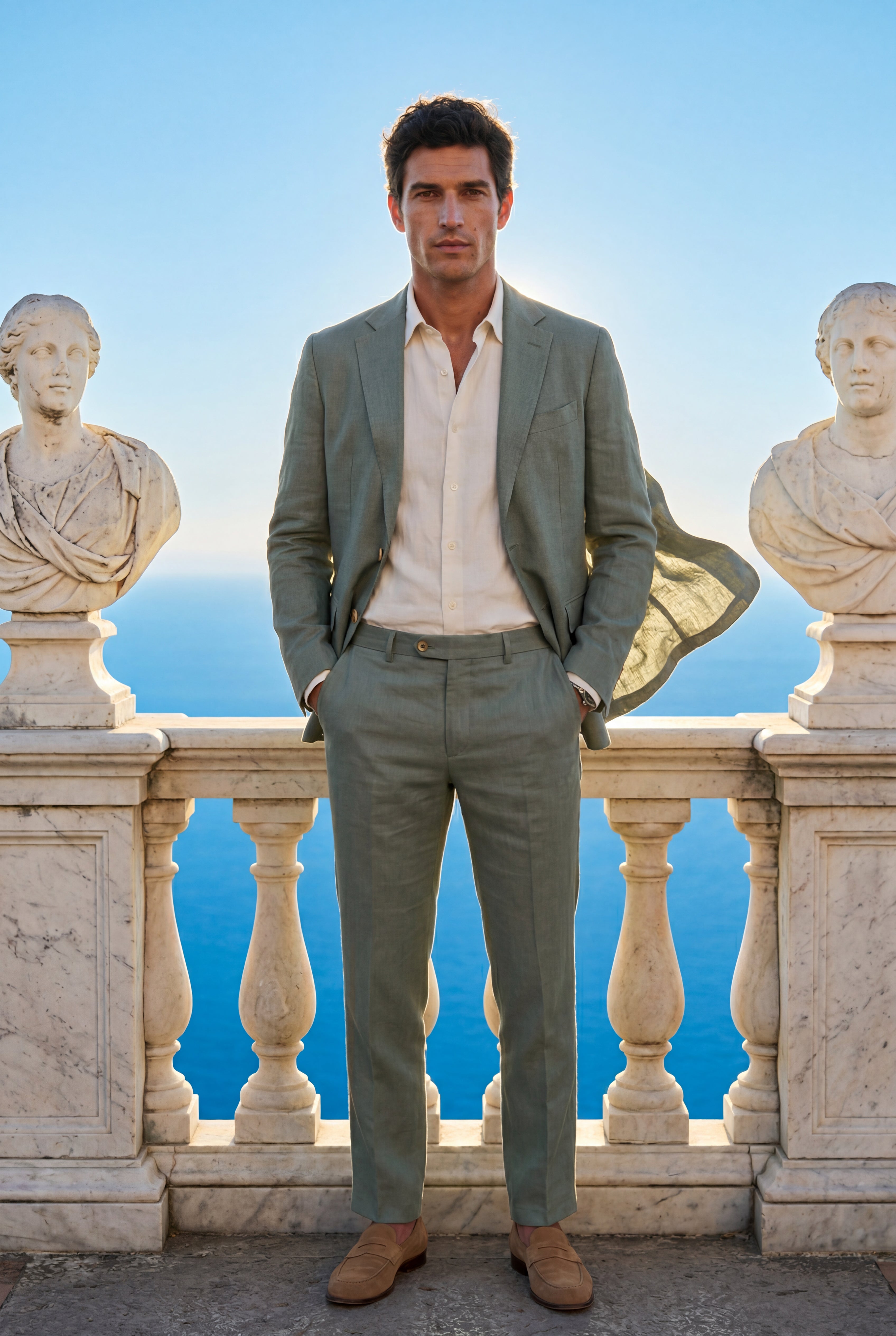 Liam | Notch Lapel Tailored Two Piece Suit with Slim Cropped Trousers