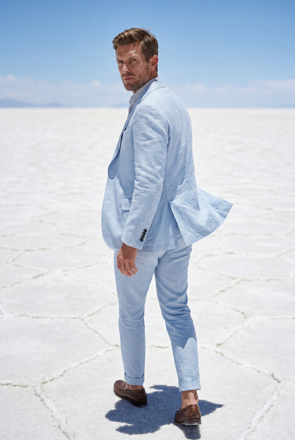 Liam | Notch Lapel Tailored Two Piece Suit with Slim Cropped Trousers