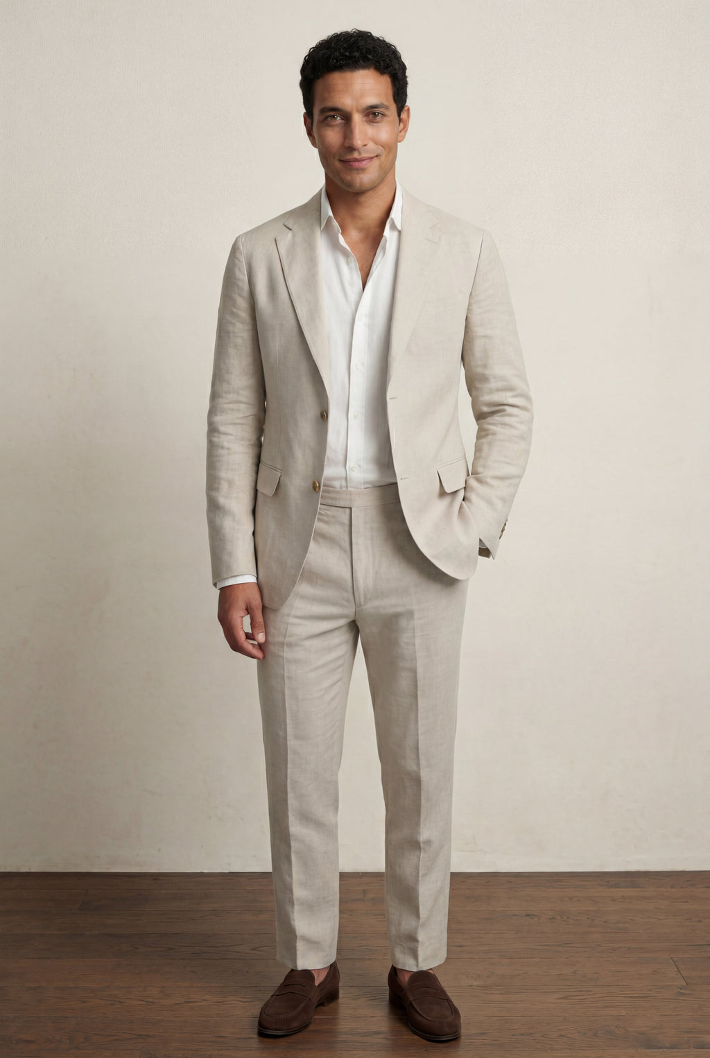 Liam | Notch Lapel Tailored Two Piece Suit with Slim Cropped Trousers