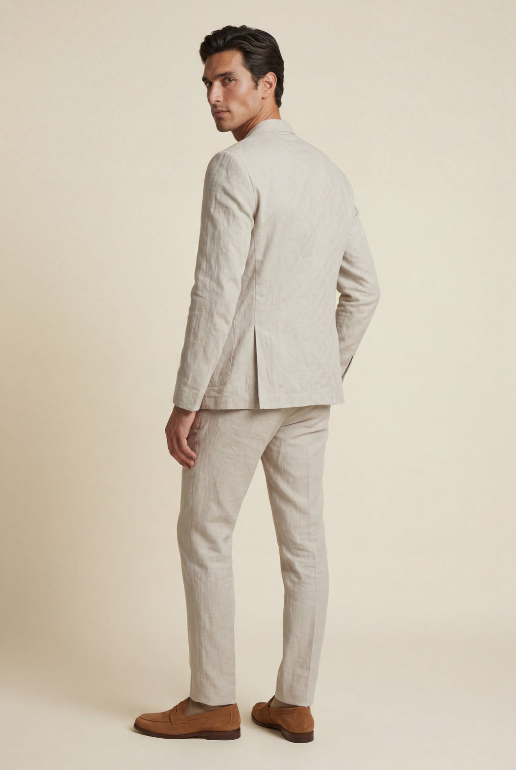 Liam | Textured Sand Beige Single-breasted Suit Jacket