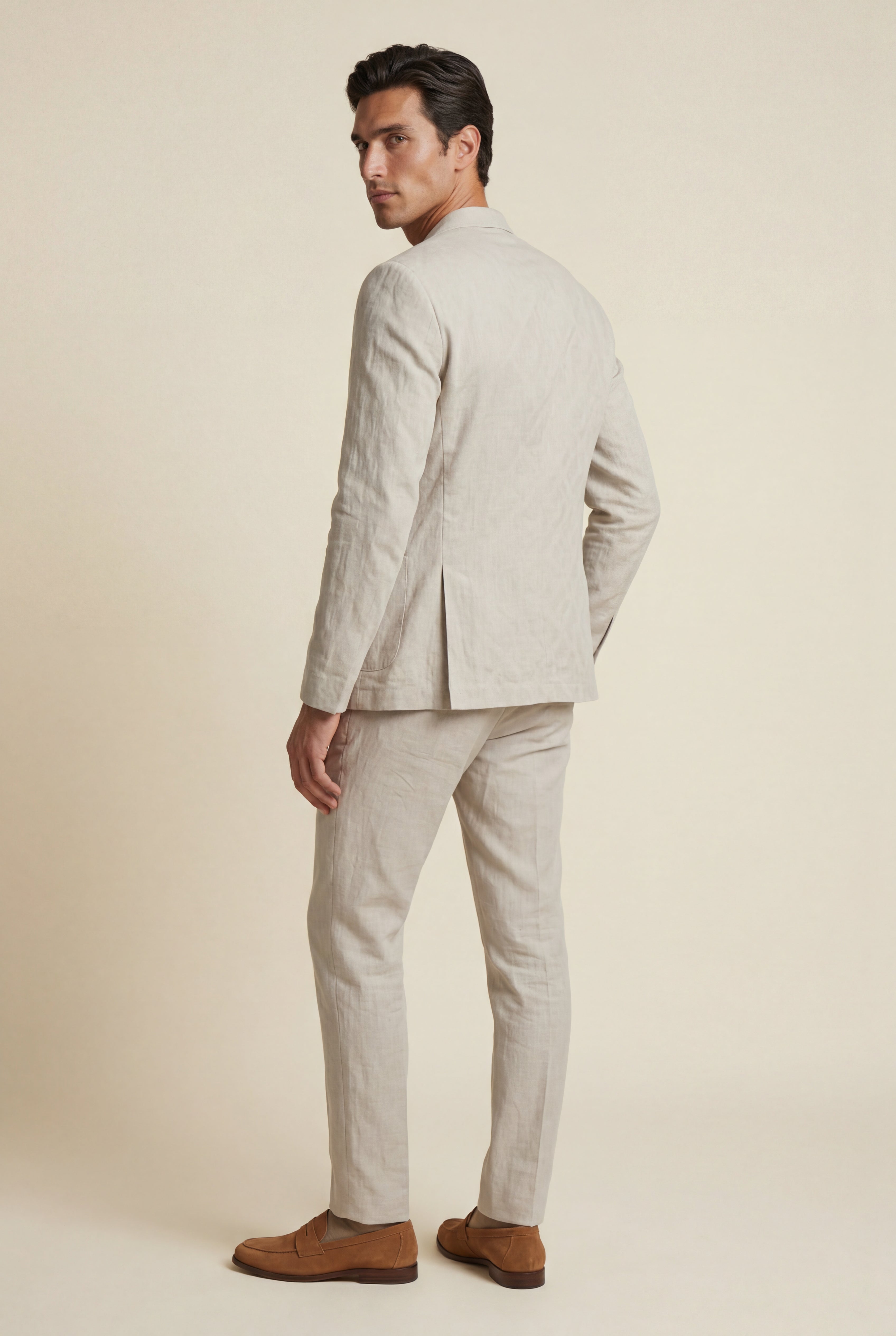 Liam | Textured Sand Beige Single-breasted Suit Jacket