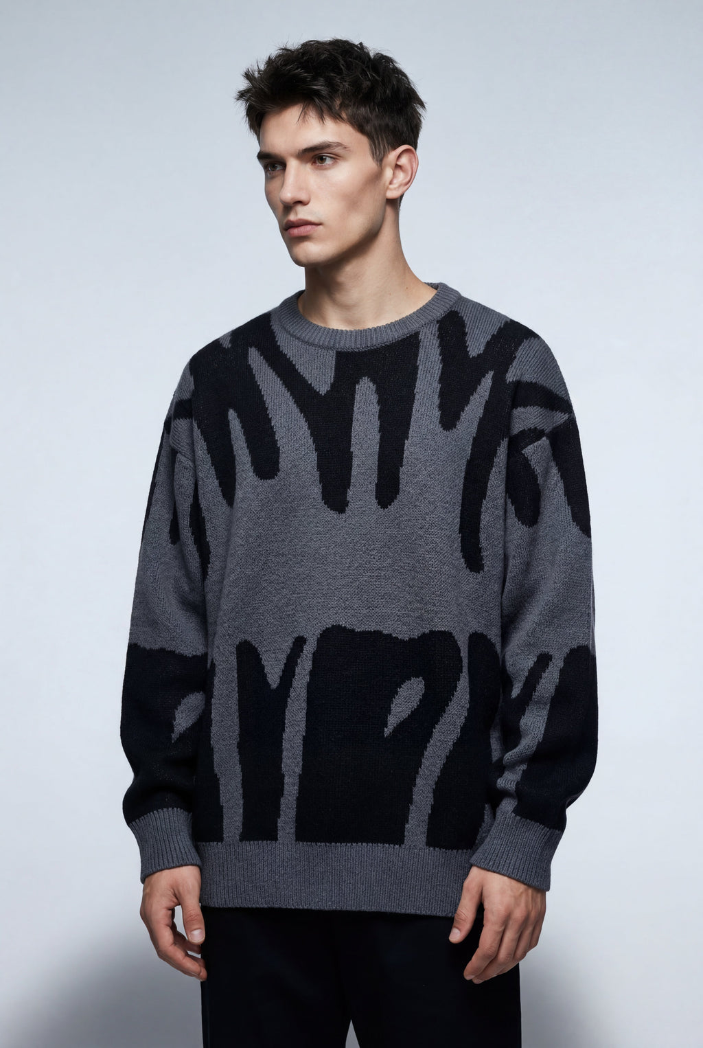 Abstract Intarsia Relaxed Crew Neck Jumper | James