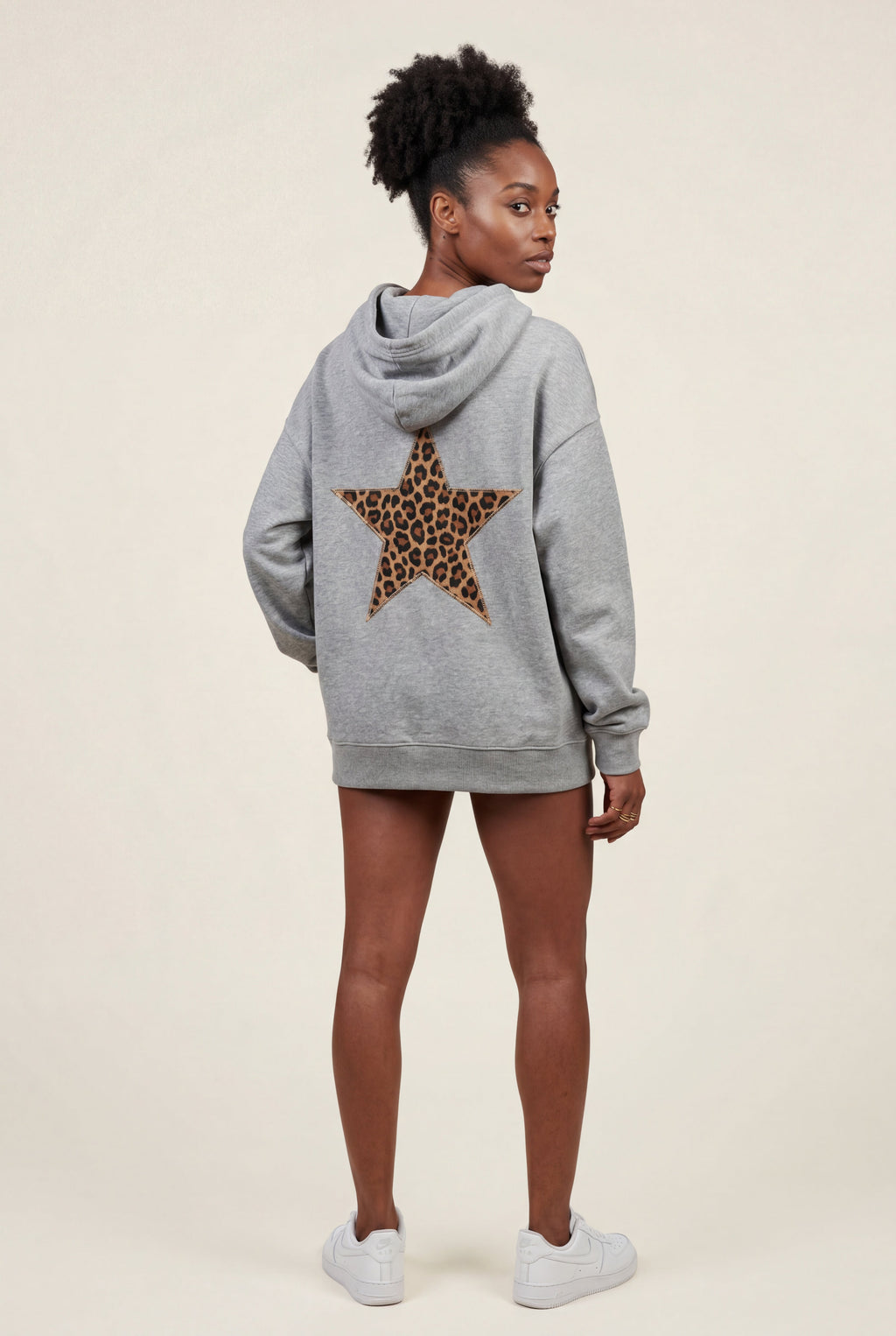 Lia | Leopard Print Star Back Oversized Hoodie