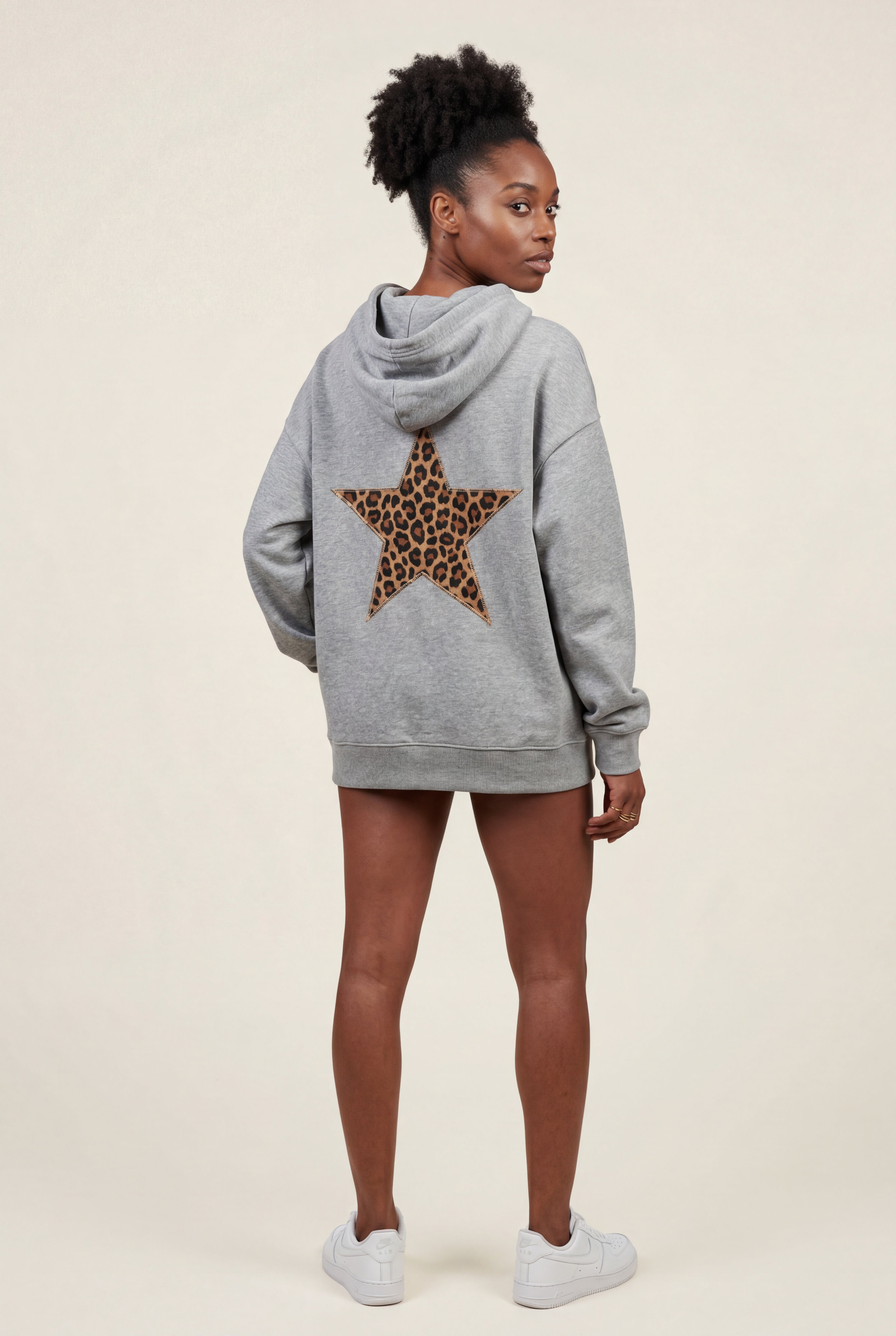 Lia | Leopard Print Star Back Oversized Hoodie