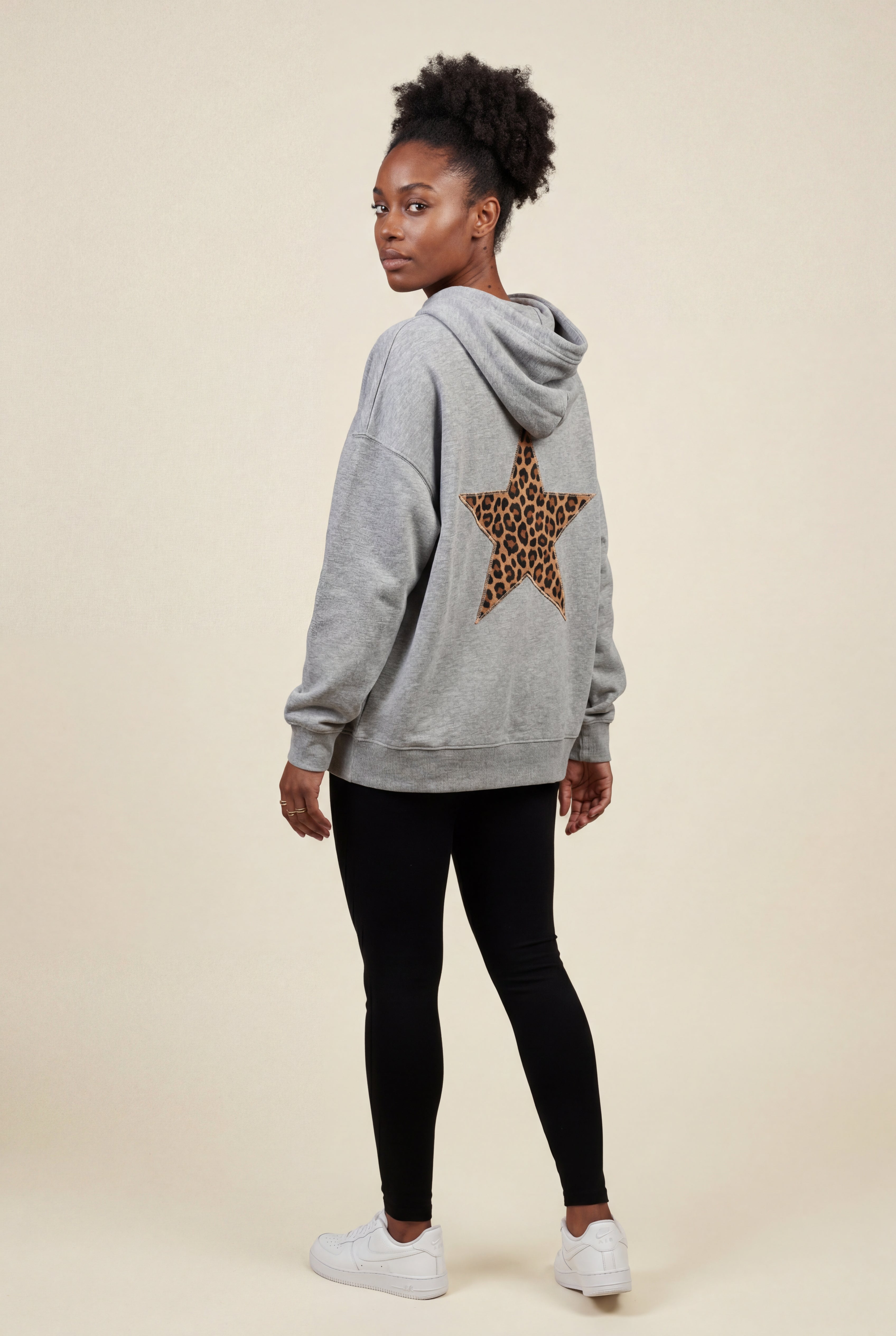Lia | Leopard Print Star Back Oversized Hoodie