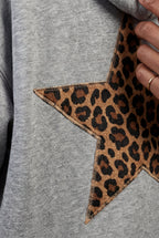 Lia | Leopard Print Star Back Oversized Hoodie